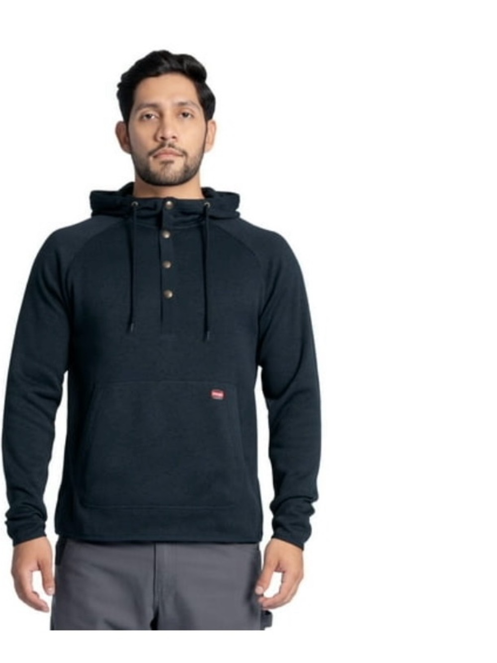 Wrangler Black Pullover Hoodie with Button Placket‎